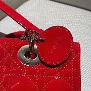 Dior Small Lady D-Joy Bag Red Patent Cannage Calfskin Size 22 x 12 x 6 cm - 3