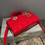 Dior Small Lady D-Joy Bag Red Patent Cannage Calfskin Size 22 x 12 x 6 cm - 4
