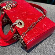 Dior Small Lady D-Joy Bag Red Patent Cannage Calfskin Size 22 x 12 x 6 cm - 5