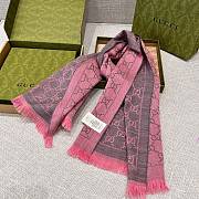 Gucci GG Jacquard Knitted Scarf 133483 Pink - 2