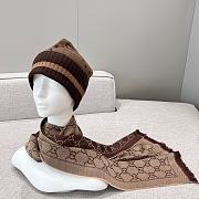 Gucci GG Jacquard Knitted Scarf 133483 Brown - 1