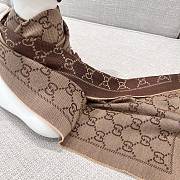 Gucci GG Jacquard Knitted Scarf 133483 Brown - 2
