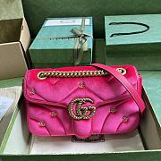 Gucci GG Marmont Small Shoulder Bag Pink Velvet ‎443497 Size 26x15x7cm - 1