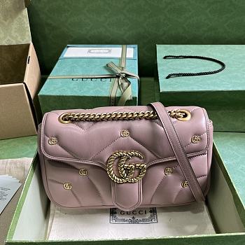 Gucci GG Marmont Small Shoulder Bag Pink Leather ‎443497 Size 26x15x7cm