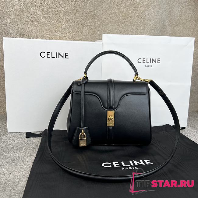 Celine Small 16 Bag In Satinated Calfskin Black Size 23 X 18 X 10 CM - 1