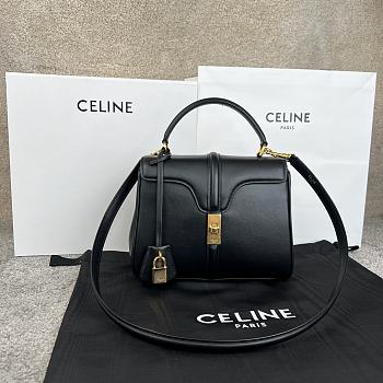 Celine Small 16 Bag In Satinated Calfskin Black Size 23 X 18 X 10 CM