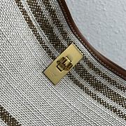 Celine Bucket 16 Bag In Striped Textile With Celine Jacquard And Calfskin Tobacco/Tan Size 23 X 24.5 X 23 CM - 4