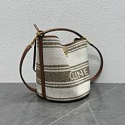 Celine Bucket 16 Bag In Striped Textile With Celine Jacquard And Calfskin Tobacco/Tan Size 23 X 24.5 X 23 CM - 2