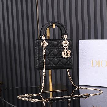 Mini Lady Dior Bag Black Cannage Lambskin Size 17 x 15 x 7 cm