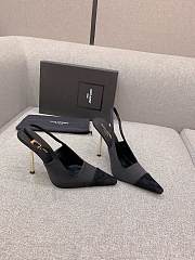 YSL Ines Slingback Pumps In Satin Crepe Black - 5