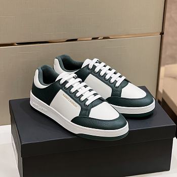 YSL SL/61 Sneakers In Perforated Leather White And Dark Green