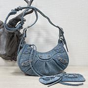 Balenciaga Women's Le Cagole Xs Shoulder Bag Girly Allover Denim In Blue Size 26×16×10cm - 1