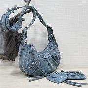 Balenciaga Women's Le Cagole Xs Shoulder Bag Girly Allover Denim In Blue Size 26×16×10cm - 4