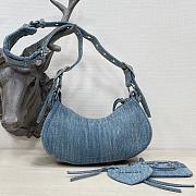Balenciaga Women's Le Cagole Xs Shoulder Bag Girly Allover Denim In Blue Size 26×16×10cm - 3