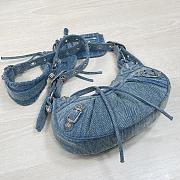 Balenciaga Women's Le Cagole Xs Shoulder Bag Girly Allover Denim In Blue Size 26×16×10cm - 2