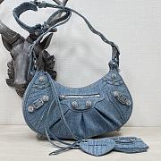 Balenciaga Women's Le Cagole Small Shoulder Bag Denim With Rhinestones In Blue Size 33×16×8.4cm - 1