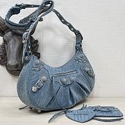 Balenciaga Women's Le Cagole Small Shoulder Bag Denim With Rhinestones In Blue Size 33×16×8.4cm - 4