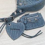 Balenciaga Women's Le Cagole Small Shoulder Bag Denim With Rhinestones In Blue Size 33×16×8.4cm - 2