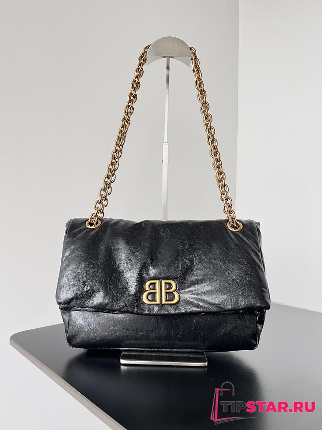 Balenciaga Women's Monaco Small Chain Bag In Black Size 28 x 18 x 10 cm - 1