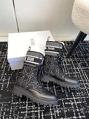 Dior D-Major Ankle Boot Black Calfskin With Black And White Cannage Tweed - 4