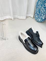 Dior Boy Loafer Black Calfskin and White Shearling - 2