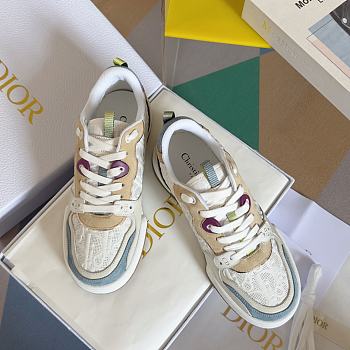 Dior One Sneaker White Dior Oblique Perforated Calfskin and Multicolor Suede Calfskin