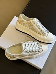 Walk'N'Dior Platform Sneaker White and Gold-Tone Toile de Jouy Mexico Embroidered Cotton with Metallic Thread - 4