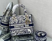 Dior Medium Lady D-Lite Bag Blue Toile de Jouy Embroidery Size 24 x 20 x 11 cm - 5