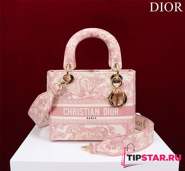 Dior Medium Lady D-Lite Bag Rose Des Vents Toile de Jouy Embroidery Size 24 x 20 x 11 cm - 1