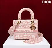 Dior Medium Lady D-Lite Bag Rose Des Vents Toile de Jouy Embroidery Size 24 x 20 x 11 cm - 1