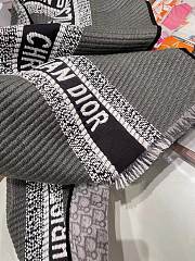Dior Qblique University Reversible ScarfGray Wool and Silk - 3