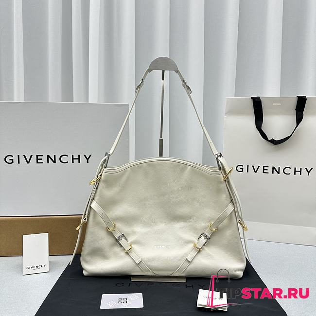 Givenchy Medium Voyou Bag In Leather Ivory Size 37x32x6.5 cm - 1