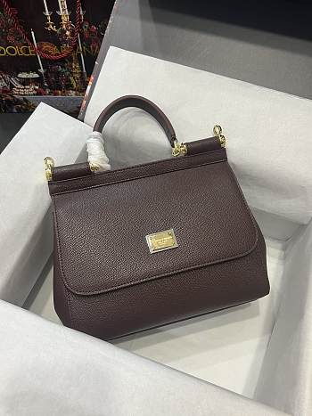 D&G Medium Dauphine Leather Silicy Bag Bordeaux Size 26 x 21 x 12 cm