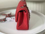 Chanel Flap Bag Red Lambskin Silver Hardware Size 20cm - 5