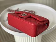 Chanel Flap Bag Red Lambskin Silver Hardware Size 20cm - 4