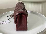 Chanel Flap Bag Wine Red Lambskin Silver Hardware Size 20cm - 3