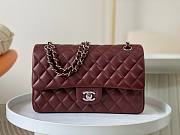 Chanel Classic Flap Bag Wine Red Lambskin Silver Hardware Size 25cm - 1