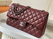 Chanel Classic Flap Bag Wine Red Lambskin Silver Hardware Size 25cm - 2