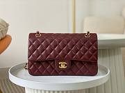 Chanel Classic Flap Bag Wine Red Lambskin Gold Hardware Size 25cm - 1