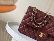 Chanel Classic Flap Bag Wine Red Lambskin Gold Hardware Size 25cm - 5