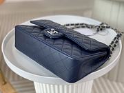 Chanel Classic Flap Bag Dark Blue Lambskin Silver Hardware Size 25cm - 5
