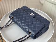 Chanel Classic Flap Bag Dark Blue Lambskin Silver Hardware Size 25cm - 3