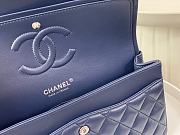 Chanel Classic Flap Bag Dark Blue Lambskin Silver Hardware Size 25cm - 2