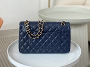 Chanel Classic Flap Bag Dark Blue Lambskin Gold Hardware Size 25cm - 5