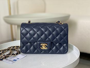 Chanel Mini Flap Bag Dark Blue Lambskin Gold Hardware Size 20cm