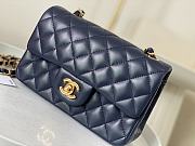 Chanel Mini Flap Bag Dark Blue Lambskin Gold Hardware Size 20cm - 3