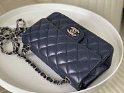Chanel Mini Flap Bag Dark Blue Lambskin Silver Hardware Size 20cm - 3