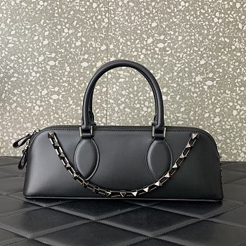 Valentino Rockstud E/W Calfskin Handbag Black Size 34x11x8 cm
