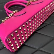 Valentino Rockstud E/W Calfskin Handbag Neon Pink Size 34x11x8 cm - 5