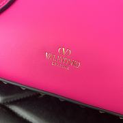 Valentino Rockstud E/W Calfskin Handbag Neon Pink Size 34x11x8 cm - 2